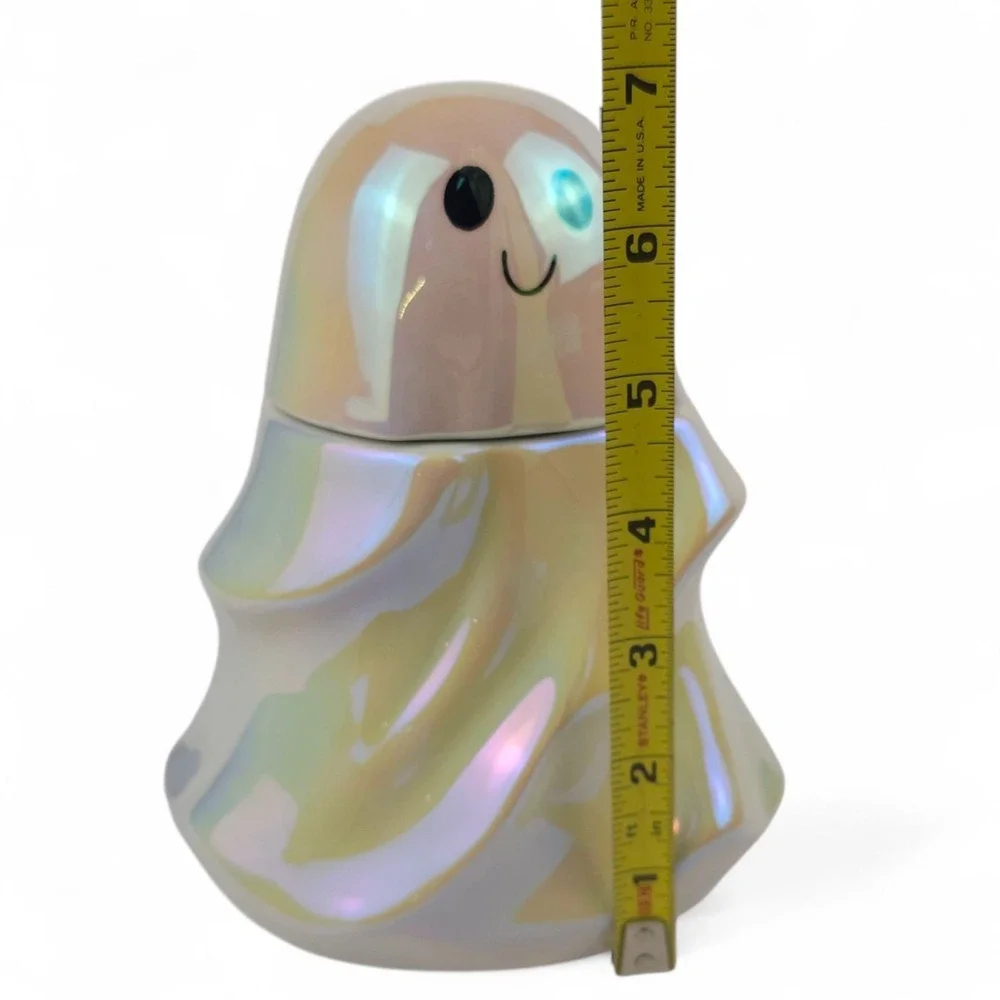 Target Halloween Iridescent Ceramic Ghost Candy Jar Novelty Vessel Decor 7